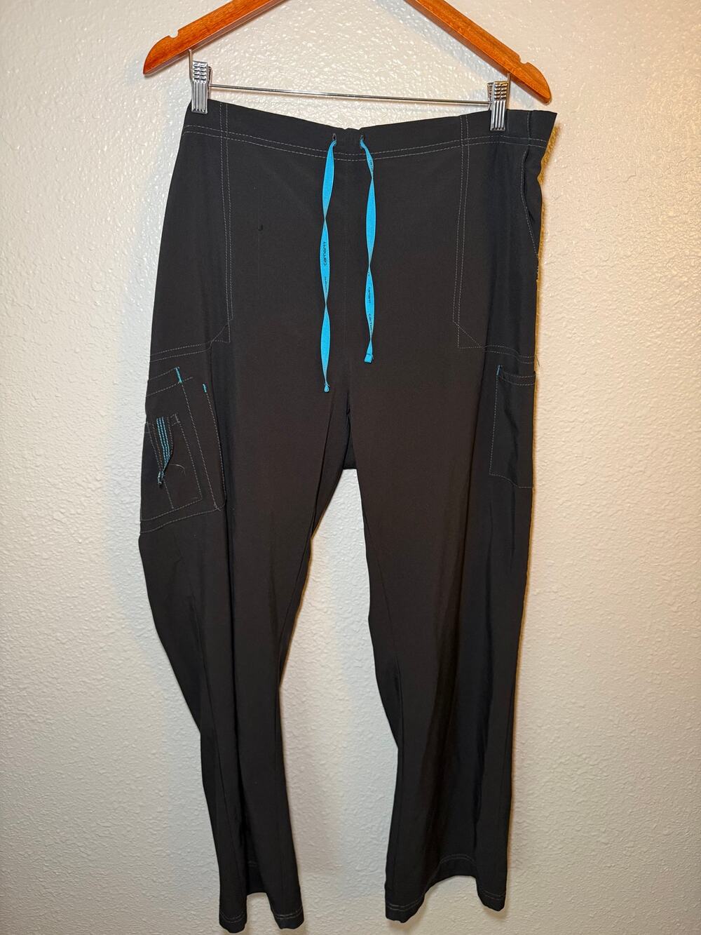 Carhartt Force Black Teal Stitch Scrub Bottoms Plus Size 2XL